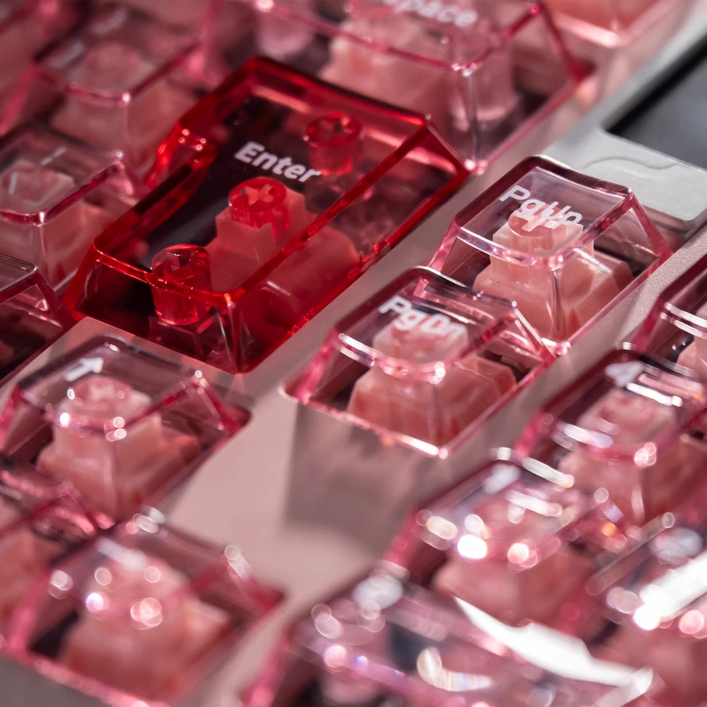 Pink Transparent Keycap Set, Cherry Profile, Dye Sub PBT