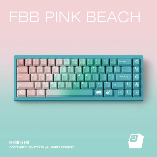 FBB Pink Beach Cute Keycap Set, Cherry Profile, Dye Sub PBT