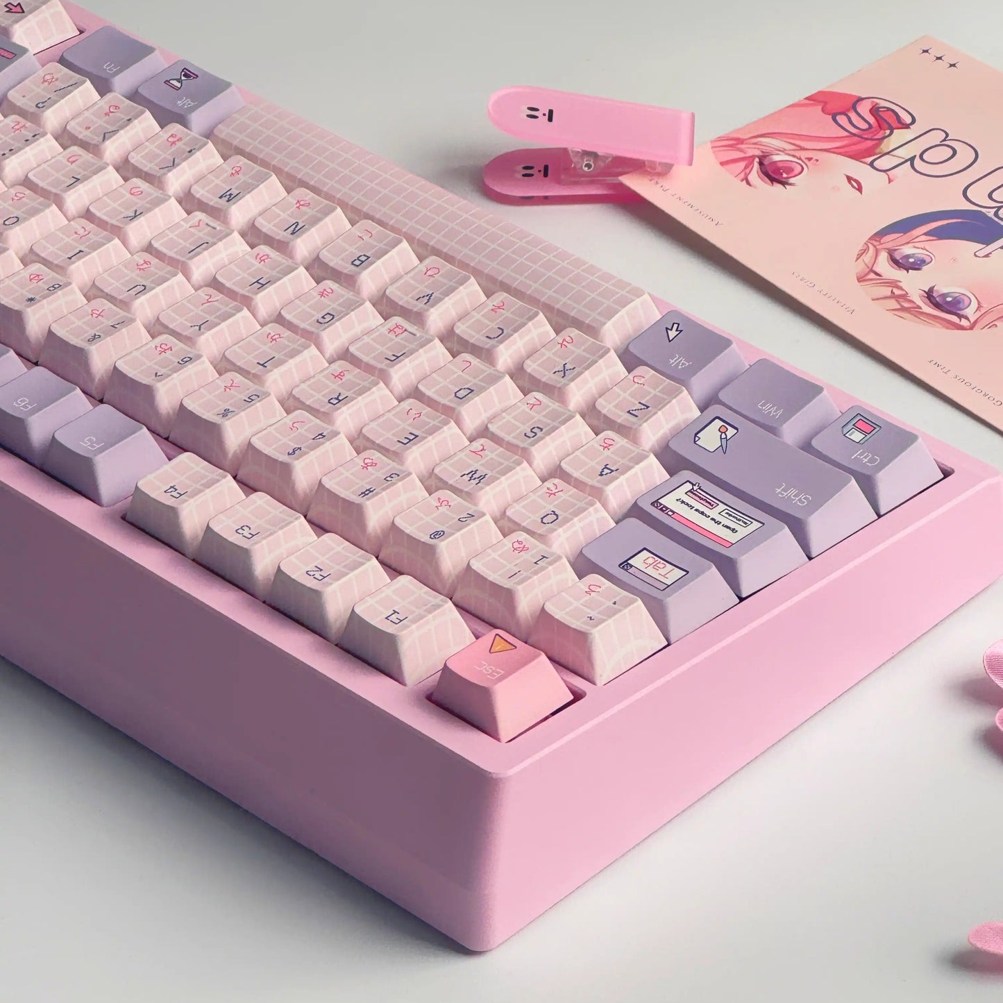 Pink Windows Cute Keycap Set, Cherry Profile, Dye Sub PBT Key Cap
