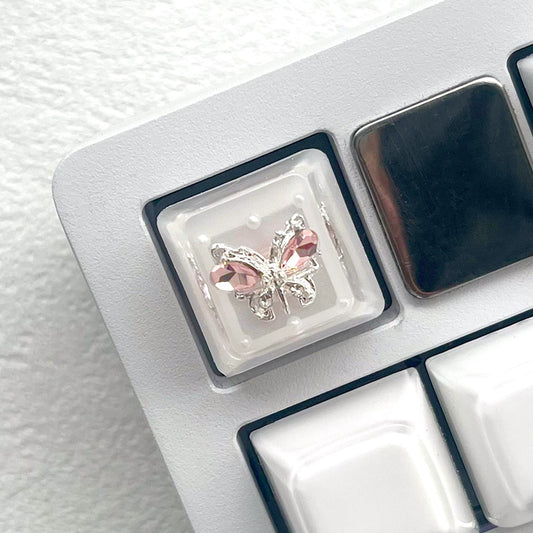White Gem Ribbon Cute Artisan Keycap