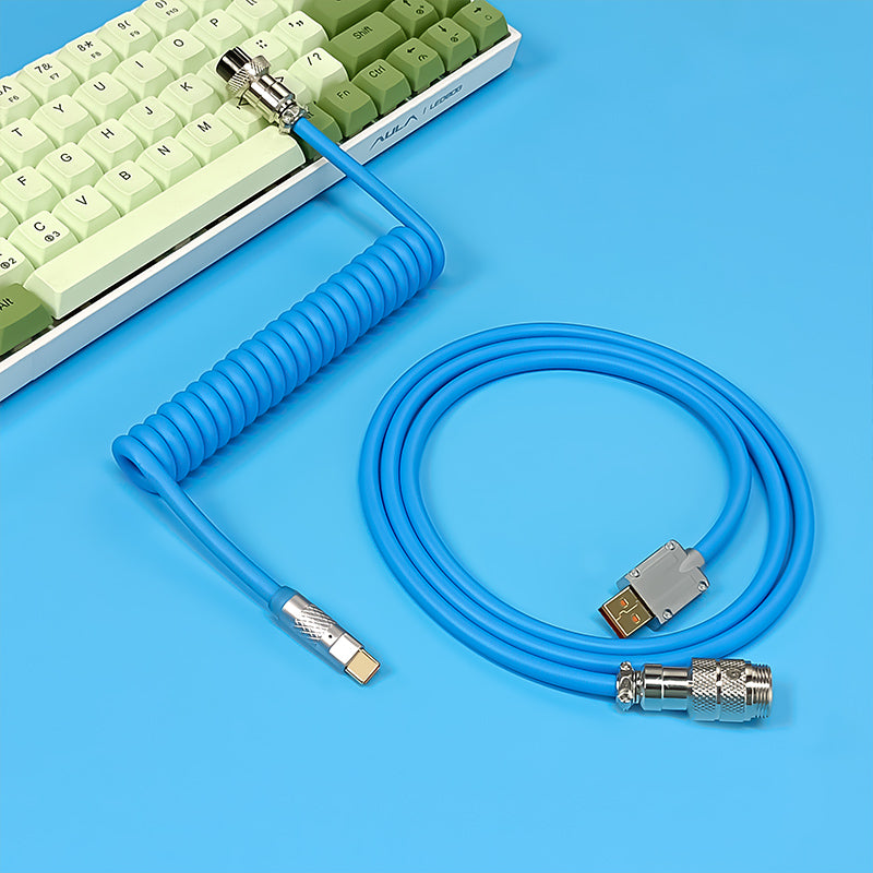 Coiled Silicone Keyboard Cable USB-C to USB-A