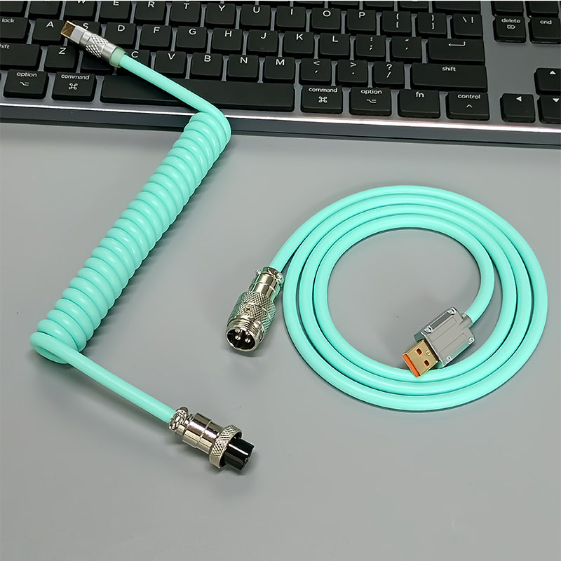 Coiled Silicone Keyboard Cable USB-C to USB-A