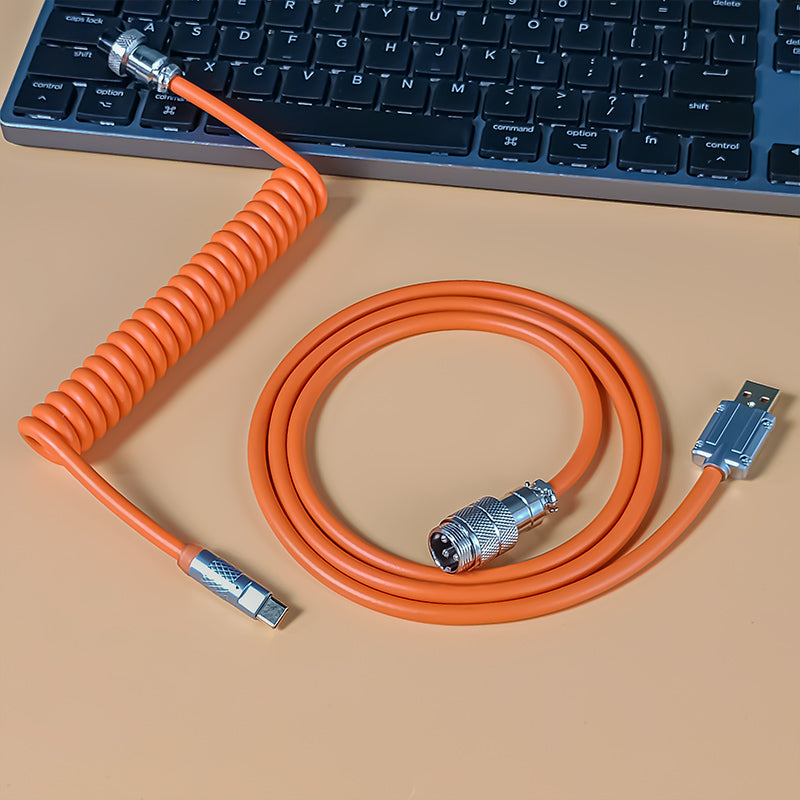 Coiled Silicone Keyboard Cable USB-C to USB-A