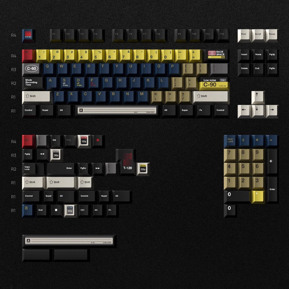Recorder R-120 Keycap Set, Cherry Profile, Dye Sub PBT Key Cap