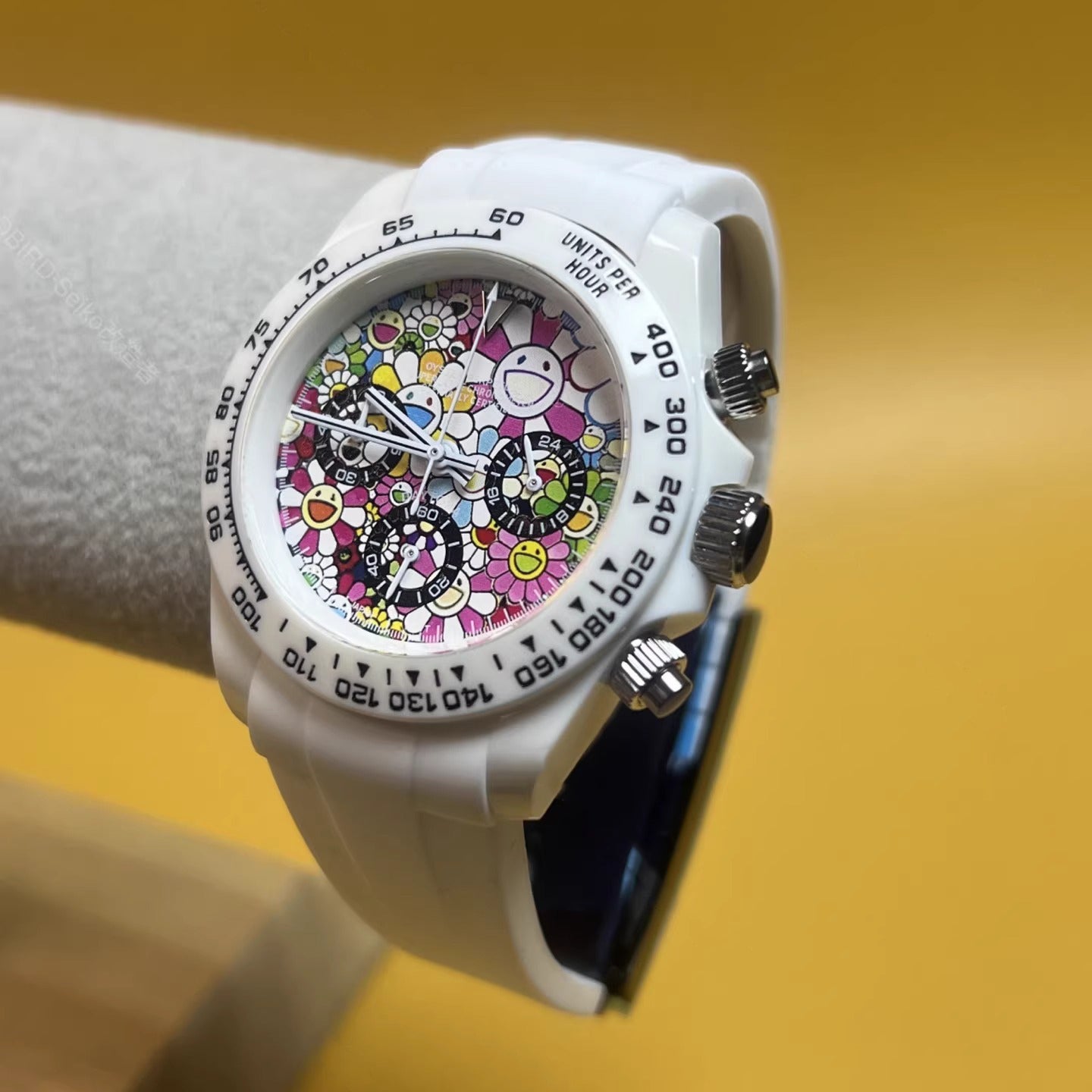 Flower Watch Mod - Chronograph / White Acrylic Case & Bezel