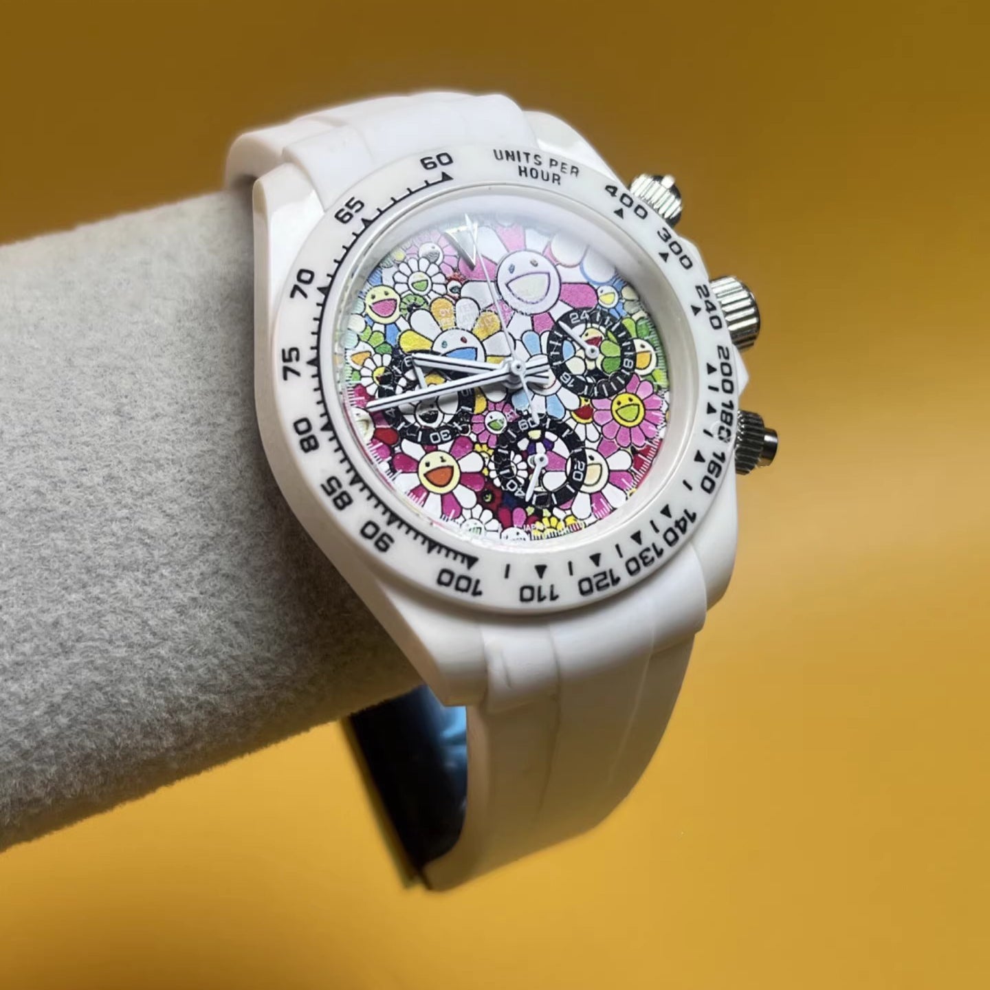 Flower Watch Mod - Chronograph / White Acrylic Case & Bezel