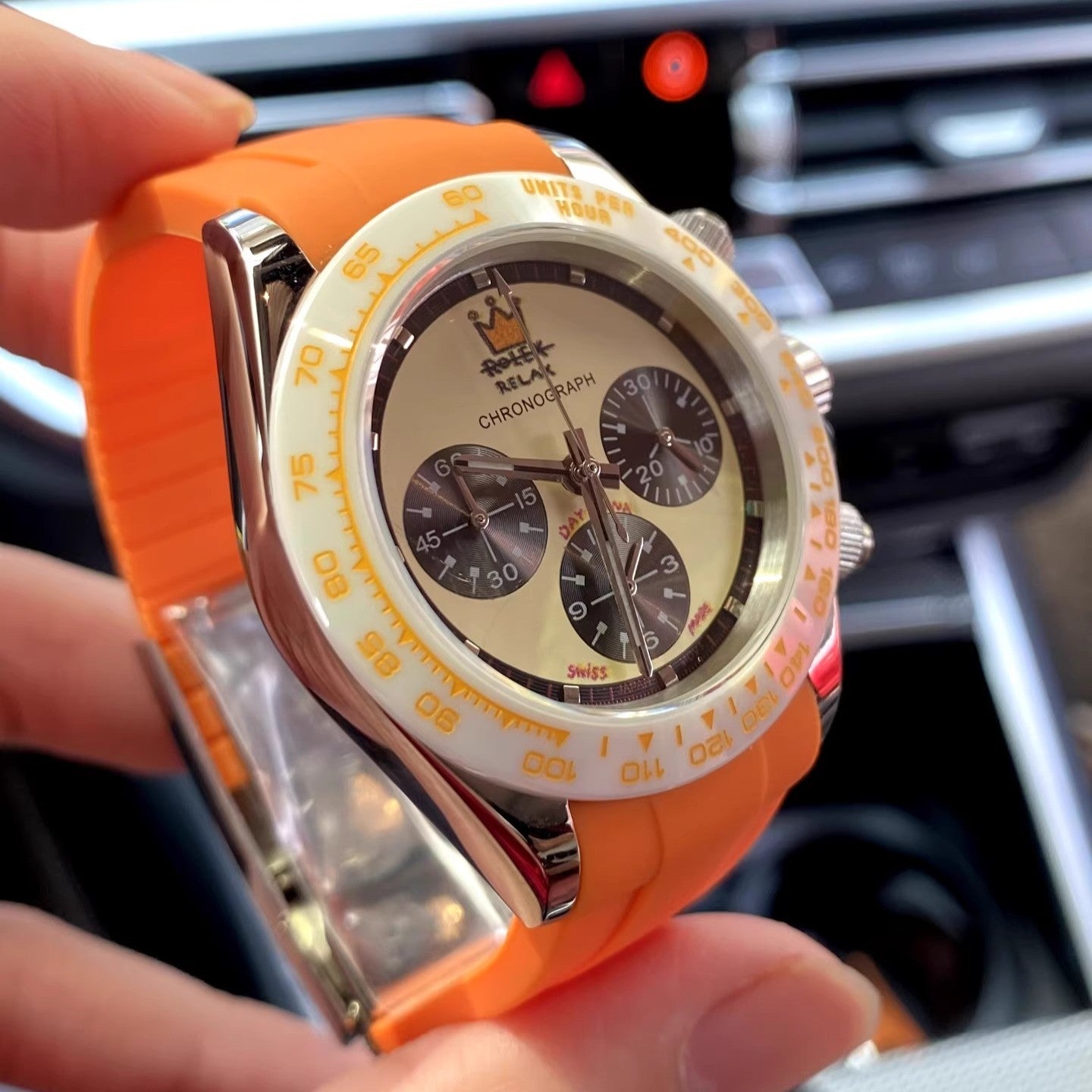 Relax Watch Mod (Orange) - Chronograph / Steel Case