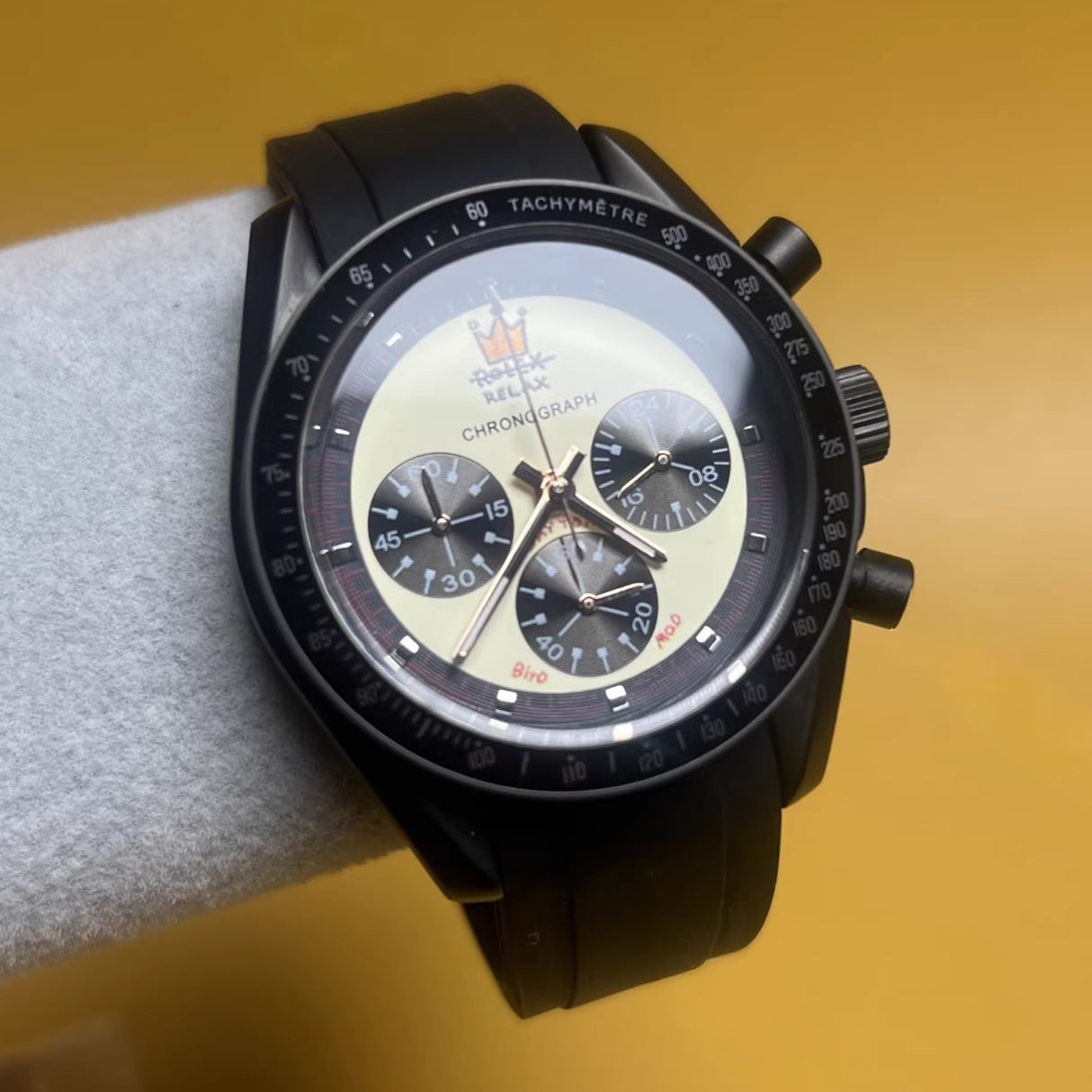 Relax Watch Mod (Black) - Chronograph / Steel Case