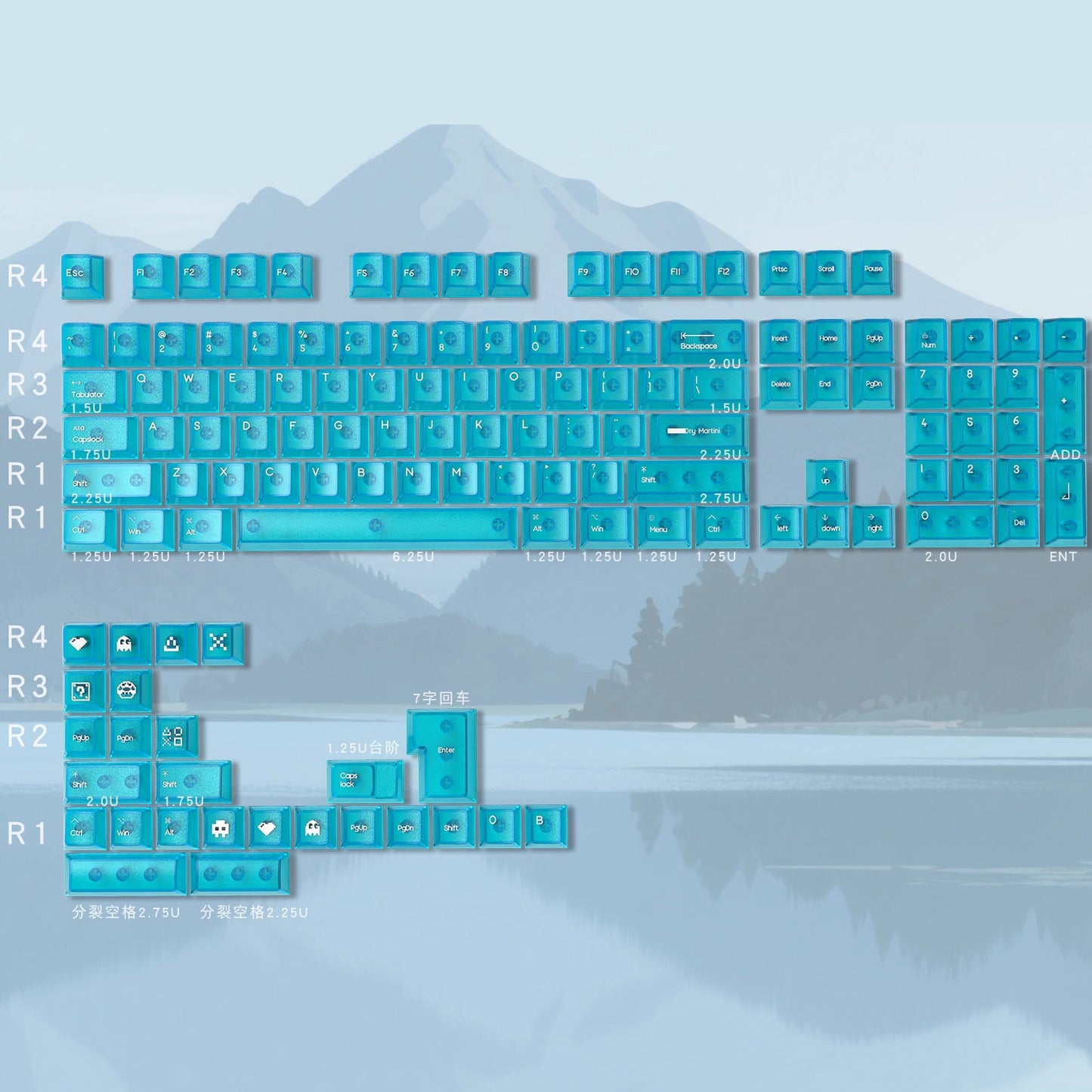 Sakura Transparent Keycap Set, Cherry Profile