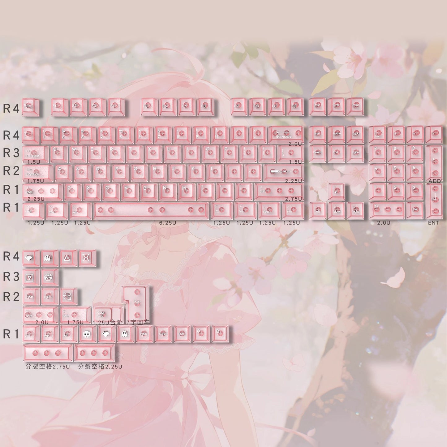 Sakura Transparent Keycap Set, Cherry Profile