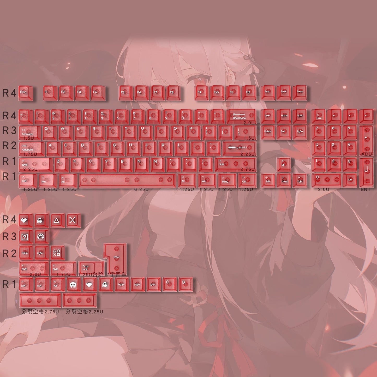 Sakura Transparent Keycap Set, Cherry Profile