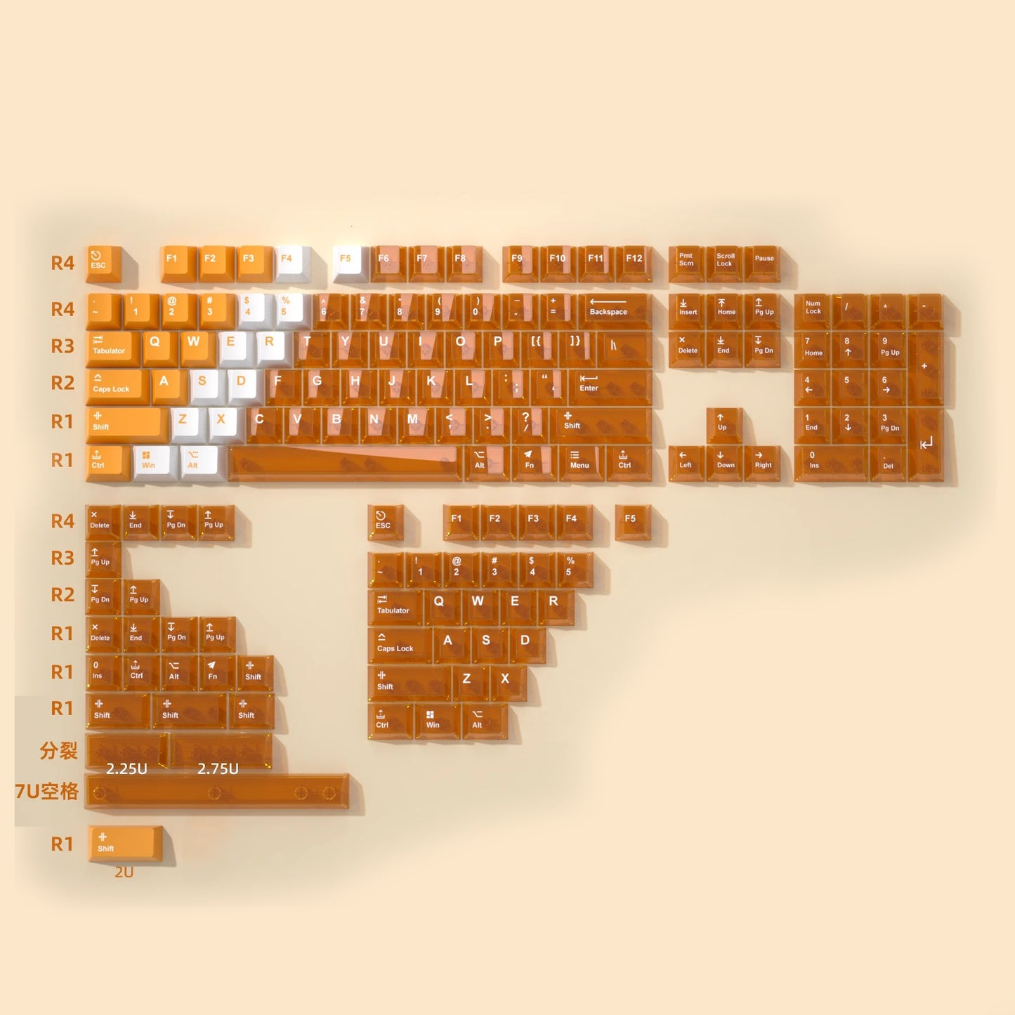 Snow Mountain Keycap Set, Cherry Profile, Dye Sub PBT + Transparent PC