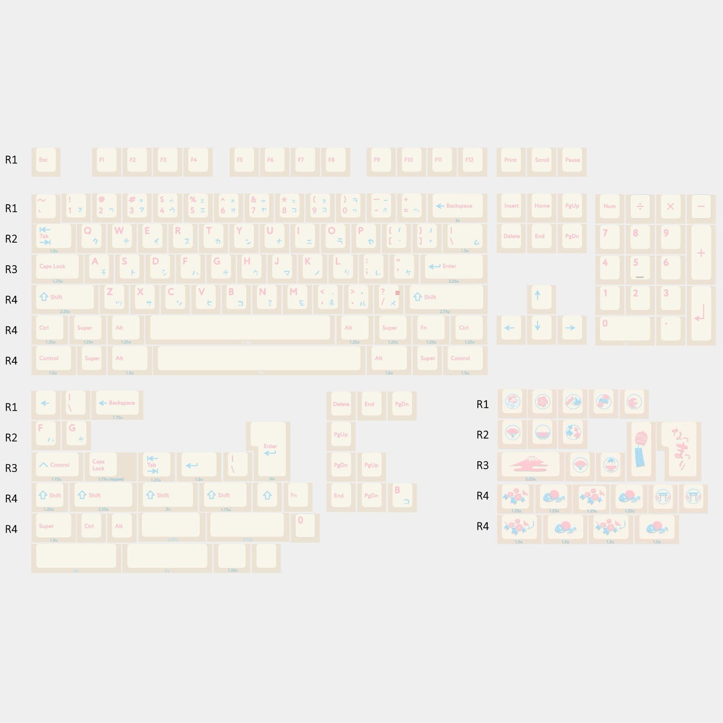 KeyByeLab Summer Festival Keycap Set, Cherry Profile, Dye Sub PBT Key Cap