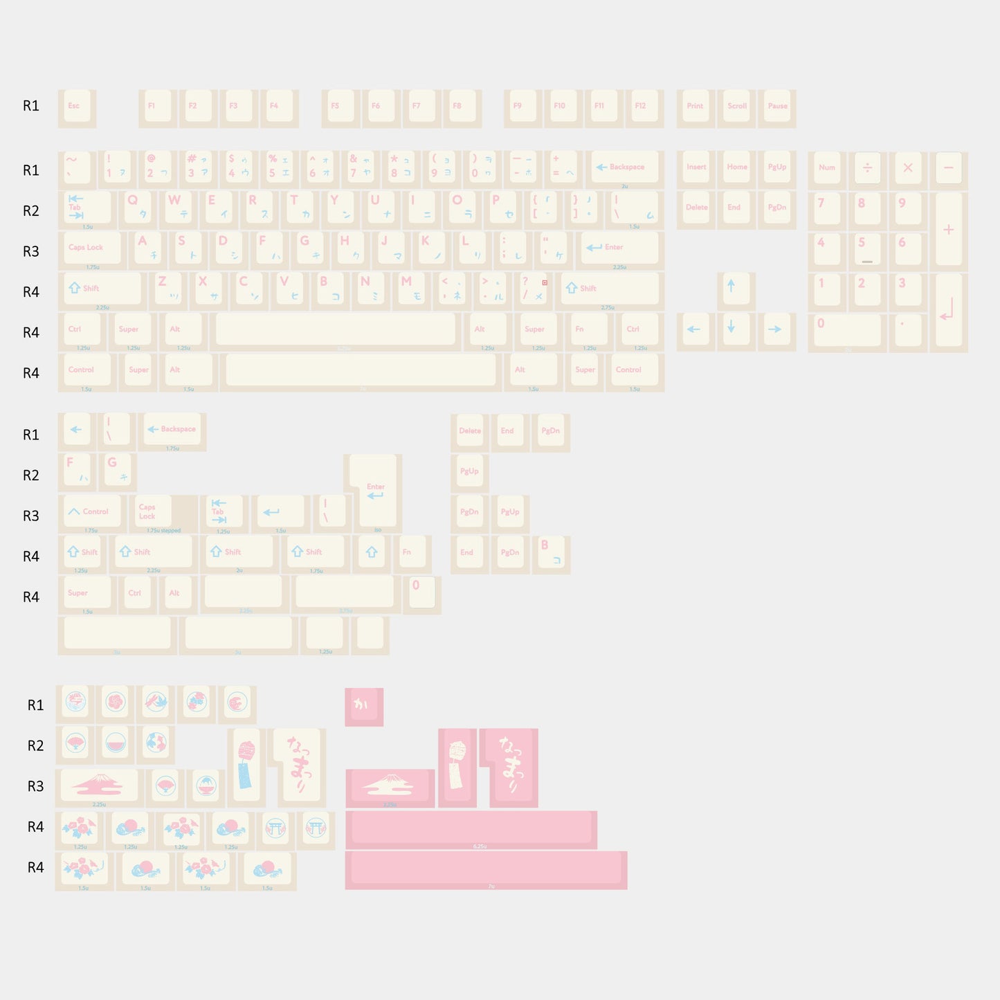 KeyByeLab Summer Festival Keycap Set, Cherry Profile, Dye Sub PBT Key Cap