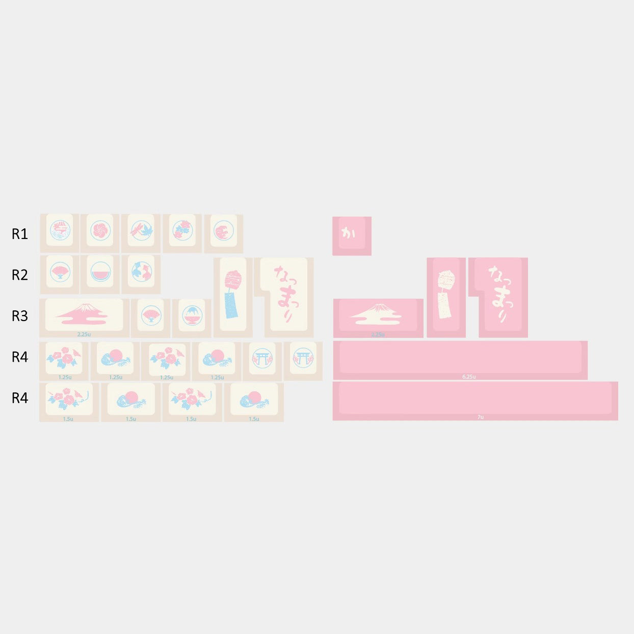 KeyByeLab Summer Festival Keycap Set, Cherry Profile, Dye Sub PBT Key Cap