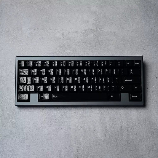 White on Black Shiny Keycap Set, Cherry Profile