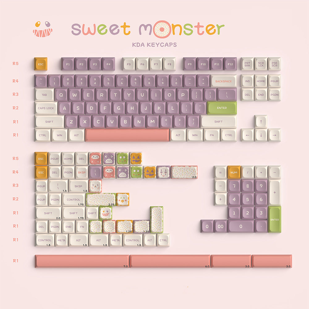 Keyspire Sweet Monster Keycap Set, KDA Profile, PBT Dye Sub Key Cap