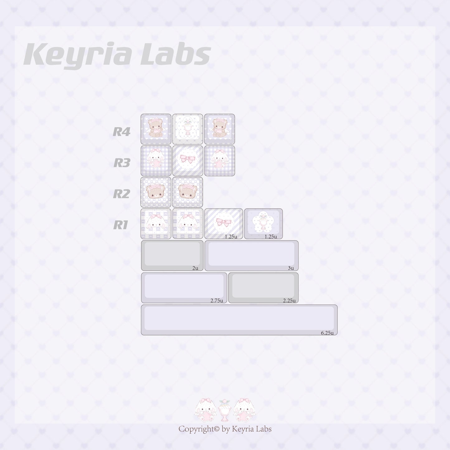 Keyria Labs Tea Party Cute Keycap Set, Cherry Profile, Dye Sub PBT Key Cap