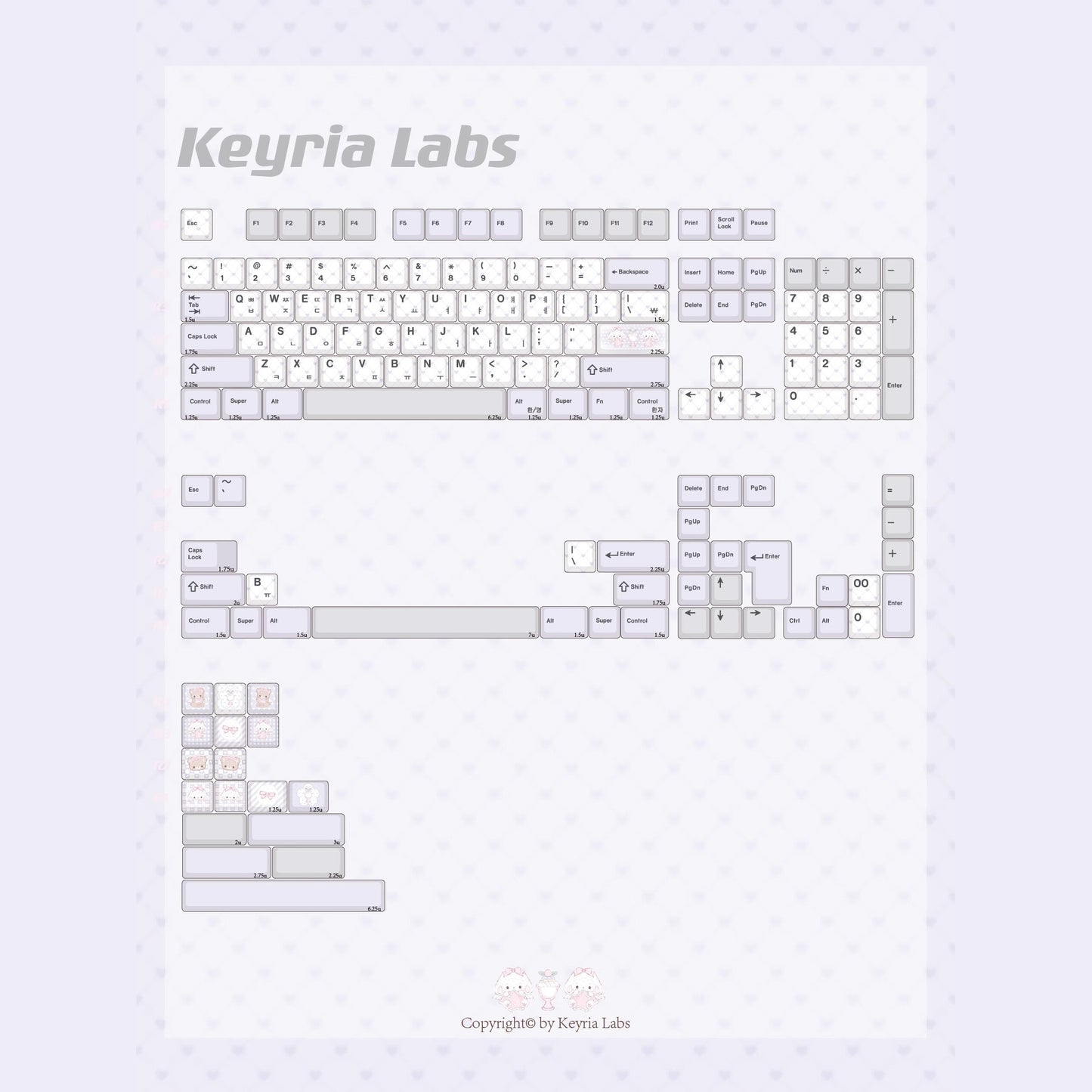Keyria Labs Tea Party Cute Keycap Set, Cherry Profile, Dye Sub PBT Key Cap
