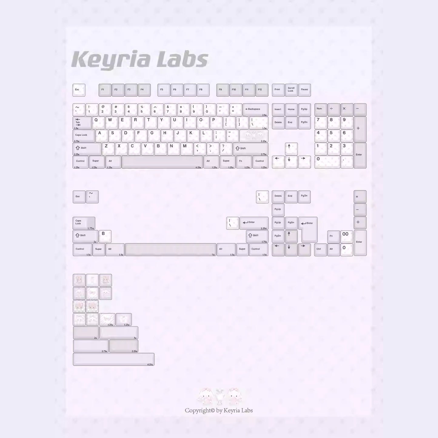 Keyria Labs Tea Party Cute Keycap Set, Cherry Profile, Dye Sub PBT Key Cap