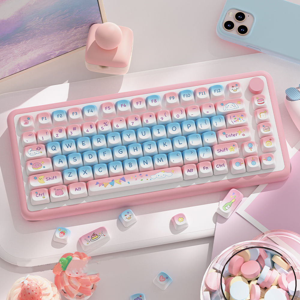 Candy Party Yugui Dog Pink Cute Keycap Set, MOA Profile, PBT Dye Sub Key Cap