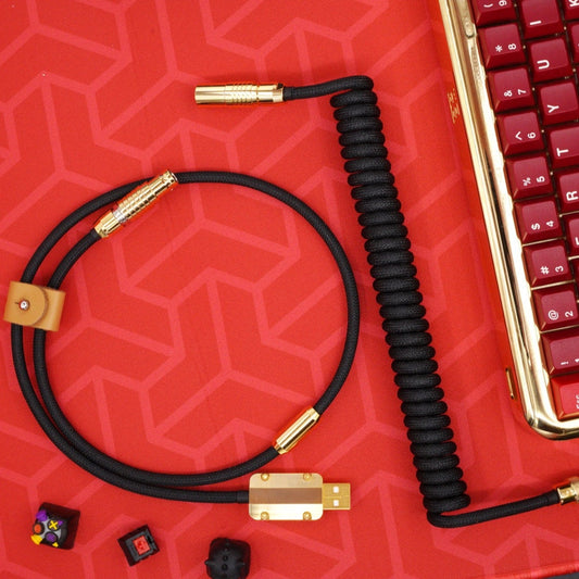 Build to Order Coiled Keyboard Aviator Custom Cable, Lemo Style Connector