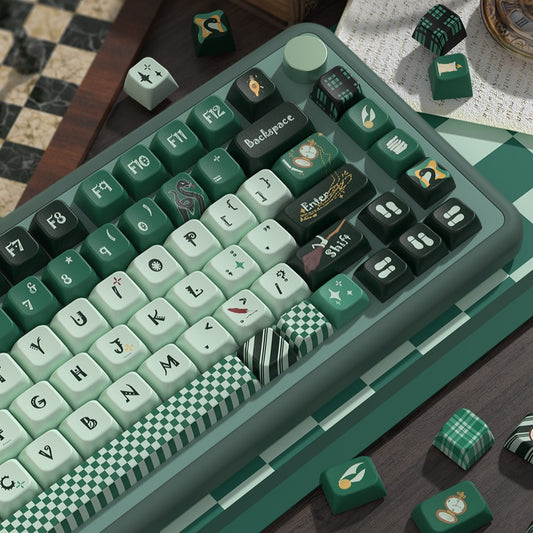 Slytherin (Green) Cute Keycap Set, MDA/Cherry Profile, PBT Dye Sub Key Cap