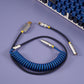Sleeved Coiled Keyboard Aviator Cable, Lemo Style Connector - Blue/Navy