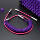 Sleeved Coiled Keyboard Aviator Cable, Lemo Style Connector - Purple/Neon Pink