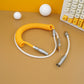 Sleeved Coiled Keyboard Aviator Cable, Lemo Style Connector - Yellow/White