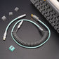 Sleeved Coiled Keyboard Aviator Cable, Lemo Style Connector - Grey/Mint