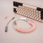 Sleeved Coiled Keyboard Aviator Cable, Lemo Style Connector - Pink/Beige