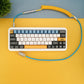 Sleeved Coiled Keyboard Aviator Cable, Lemo Style Connector - Yellow/Teal