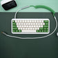 Sleeved Coiled Keyboard Aviator Cable, Lemo Style Connector - Green/Silver