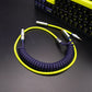 Sleeved Coiled Keyboard Aviator Cable, Lemo Style Connector - Purple/Neon Yellow
