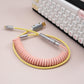 Sleeved Coiled Keyboard Aviator Cable, Lemo Style Connector - Peach/Gold