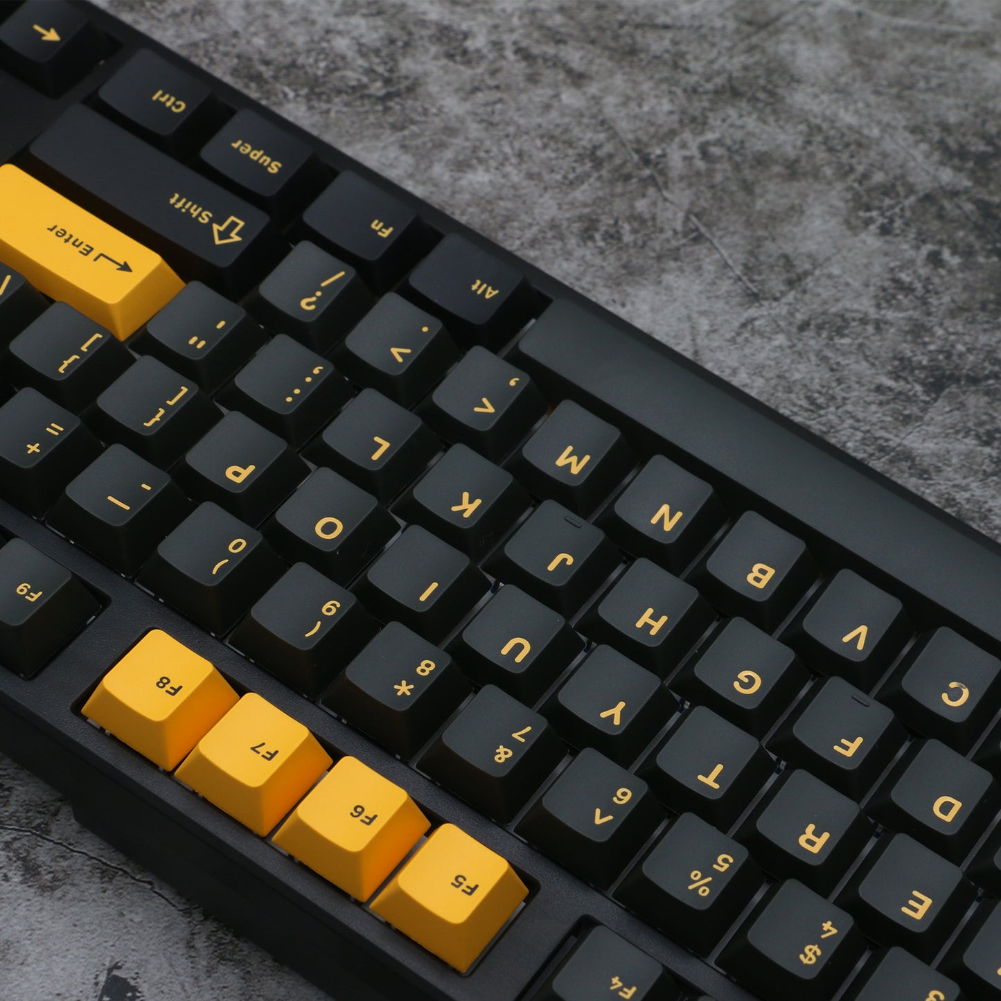 Gold on Black Keycap Set, Cherry Profile, Double Shot PBT Key Cap