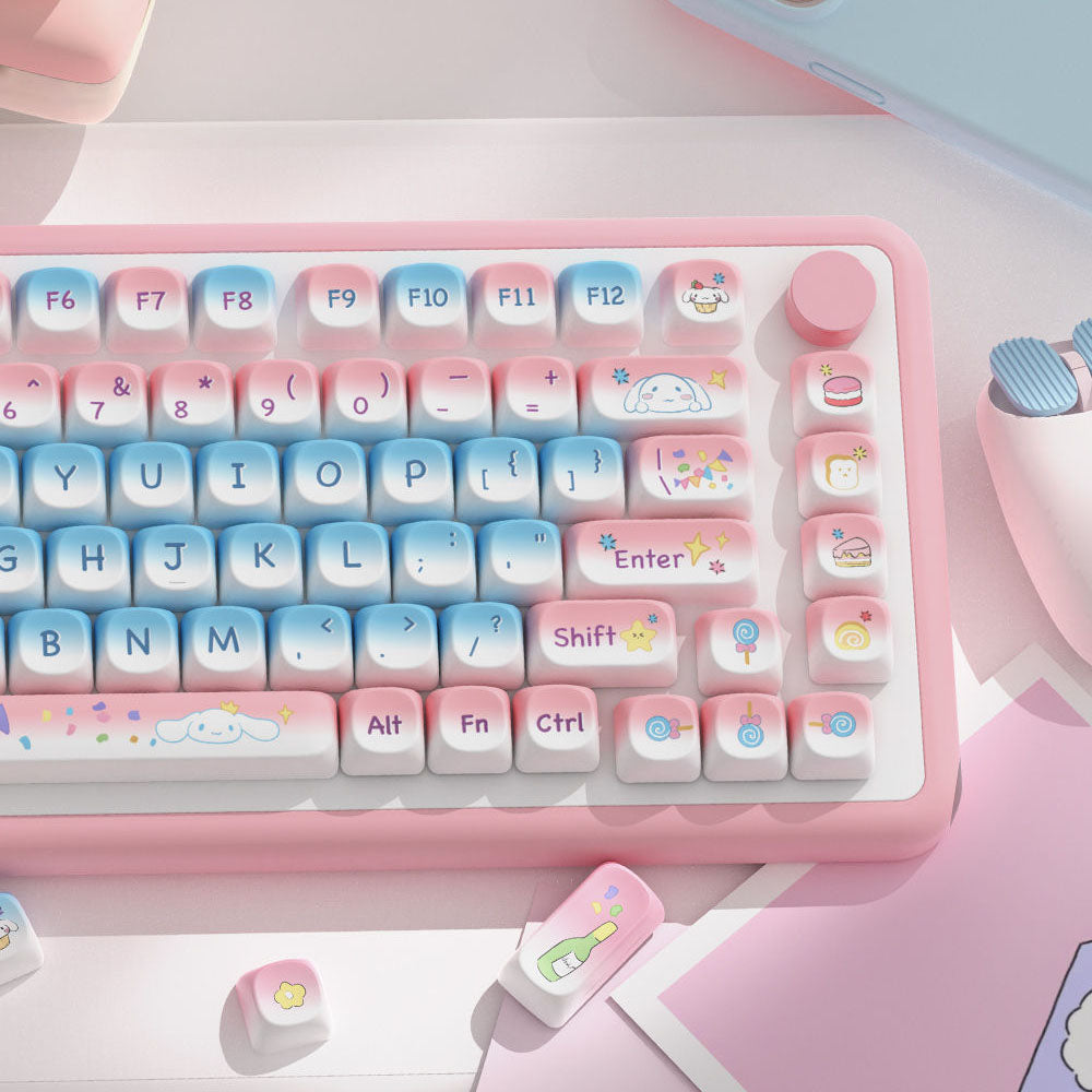 Candy Party Yugui Dog Pink Cute Keycap Set, MOA Profile, PBT Dye Sub Key Cap