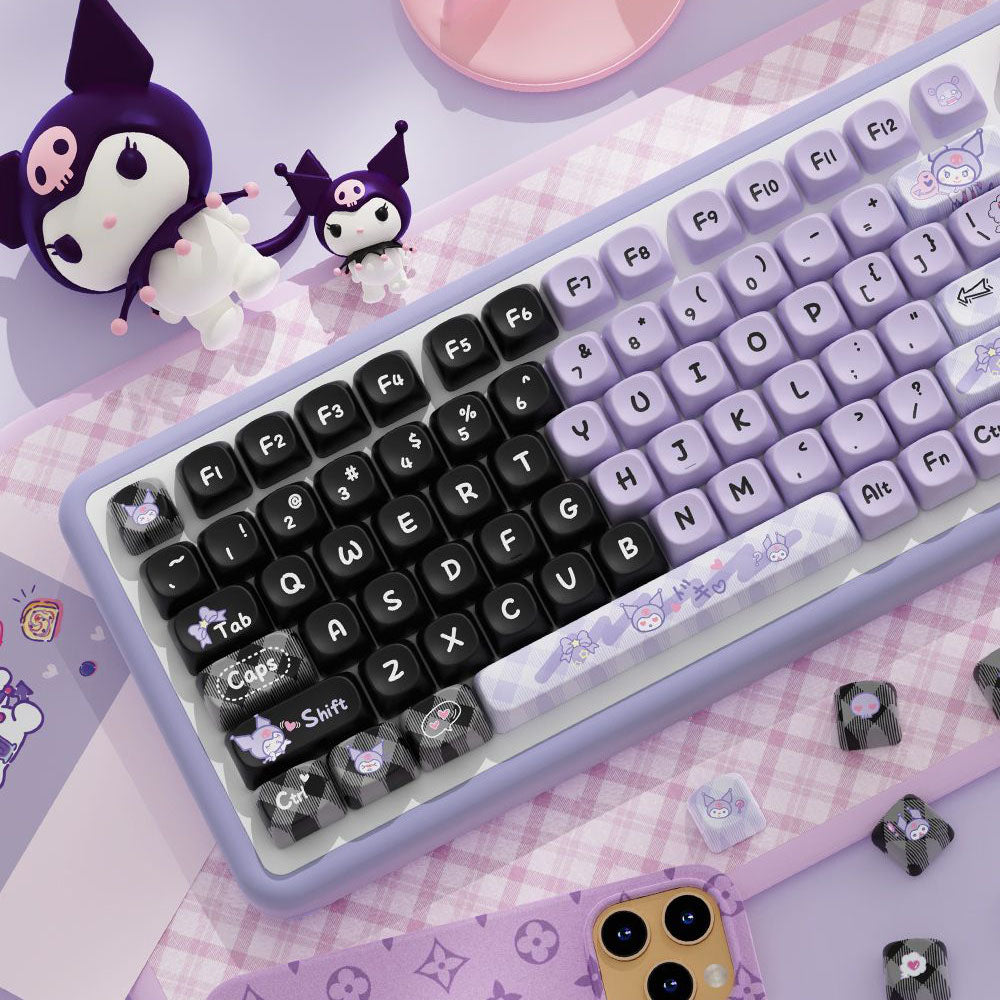 Kuromi Yugui Dog Purple Cute Keycap Set, MOA Profile, PBT Dye Sub Key Cap