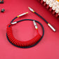 Sleeved Coiled Keyboard Aviator Cable, Lemo Style Connector - Red/Dark Blue