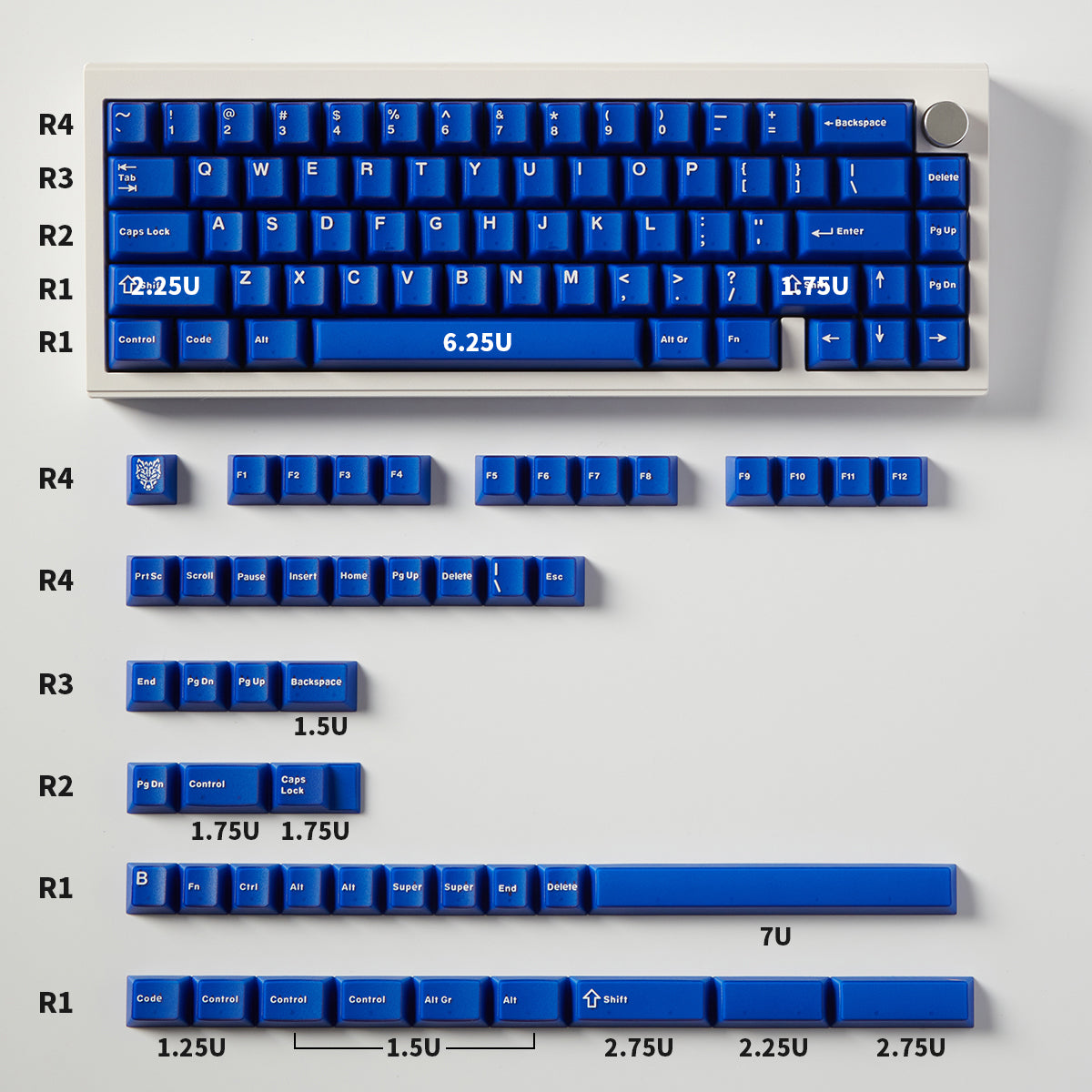 Semi-transparent Keycap Set, Cherry Profile, Double Shot ABS Keycap