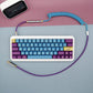 Sleeved Coiled Keyboard  Aviator Cable, Lemo Style Connector - Blue/Purple