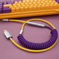 Sleeved Coiled Keyboard Aviator Cable, Lemo Style Connector - Purple/Yellow