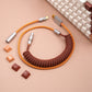 Sleeved Coiled Keyboard Aviator Cable, Lemo Style Connector - Caramel