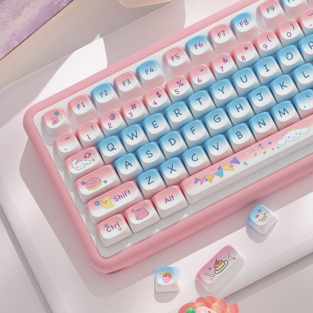 Candy Party Yugui Dog Pink Cute Keycap Set, MOA Profile, PBT Dye Sub Key Cap