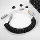 Sleeved Coiled Keyboard Aviator Cable, Lemo Style Connector - Black/White