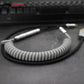 Sleeved Coiled Keyboard Aviator Cable, Lemo Style Connector - Grey/Black