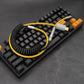 Sleeved Coiled Keyboard Cable, Lemo Style Connector - Black/Yellow