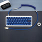 Sleeved Coiled Keyboard Aviator Cable, Lemo Style Connector - Classic Blue