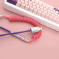 Sleeved Coiled Keyboard Aviator Cable, Lemo Style Connector - Bright Pink/Purple
